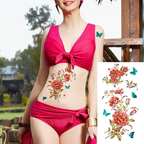 Large Flowers Temporary Tattoos21 Sheets Waterproof Fake Tattoos Rose Peony Body Art Arm Tattoo