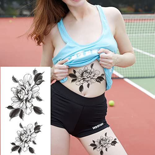 Temporary Tattoos 21 Sheets Waterproof Fake Tattoos Rose Peony Body Art Arm Tattoo