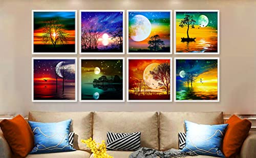 12 Pack DIY 5D Diamond Painting Kit,Diamond Painting Kits for Adults,Full Drill Diamond Art Paint by Numbers Star Moon Diamonds Gem Art Drill with Diamond Tool Sets 12" x 12"