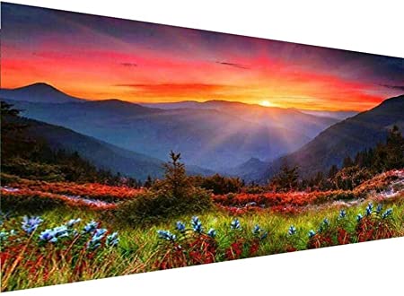 5D Lake Diamond Painting , Diamond Painting Moon Kits for Adults,DIY Full Drill Crystal Rhinestone Arts and Crafts, Gem Art Paints with Diamond Home Wall Decor 27.5 X 15.7inch