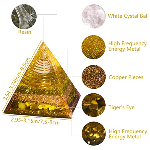 Orgone Pyramid Handmade,Crystal Seven Chakra, Positive Energy Generator Blanacing, Spiritual Balance Crystals Stones,Healing Crystal for Meditation Calmness Yoga Reiki,for Home Office