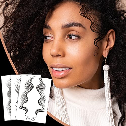 Temporary Baby Hair Tattoo Stickers, - 6 Types of optional - Waterproof Tattoos, Edge Tattoo Hair Stickers for DIY Hairstyling