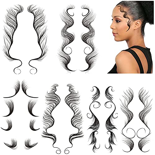 Temporary Baby Hair Tattoo Stickers, - 6 Types of optional - Waterproof Tattoos, Edge Tattoo Hair Stickers for DIY Hairstyling