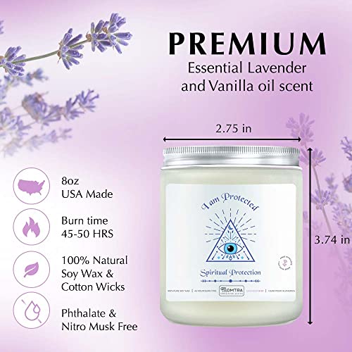 Spiritual Gifts for Women Aromatherapy Candle 8oz Lavender Candle Home Protection Evil Eye Smudge Scented Soy Candles Chakra Healing Cleansing House Negative Energy Blessing Meditation Candles Healing