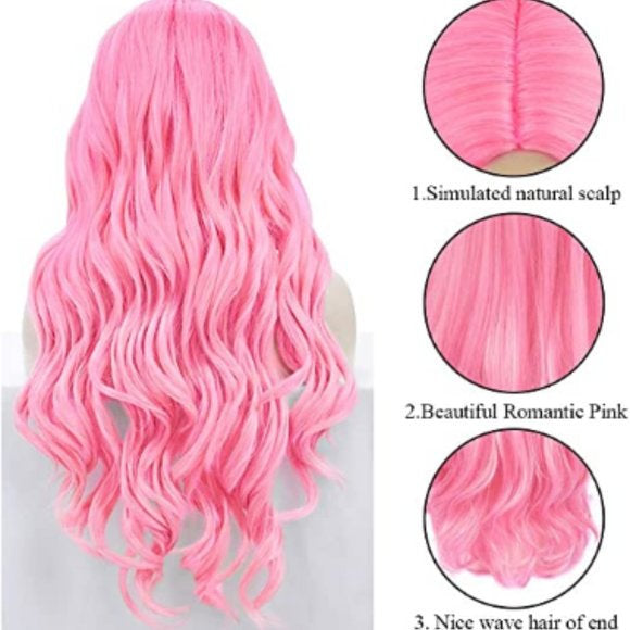 Cotton Candy Pink | Synthetic Daily Wear 24" Wig |Top Trendy Hairstyle | Best Quality Heat Resistant Fiber | Real Human Hair Look and Feel