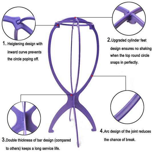 Wig Stands | Set of 3 Portable Wig Stand | Collapsible Wig Holder | Durable Wig Display | 13.8 Inch Blue Travel Wig Stand for All Wig Types