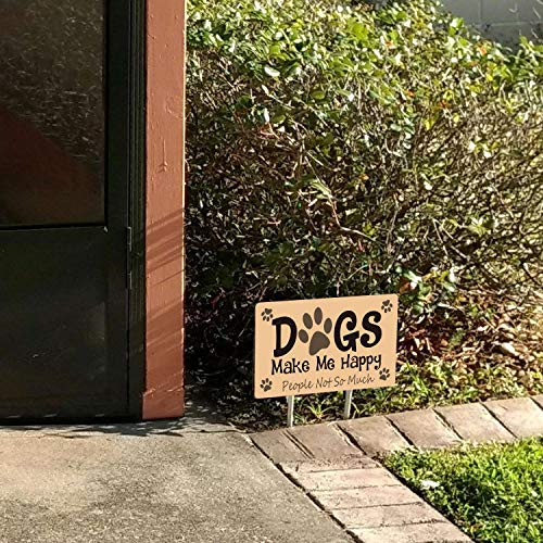 Dog Make Me Happy People Not So Much  Metal Tin Sign Wall Art Pub Bar Gifts for Dog Lovers 8X12 Inch