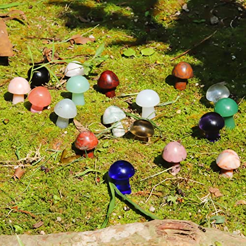 40 Pcs Crystal Mushrooms Sculpture, Bulk Stones Carved Mushroom Stuff for Decor, Meditation, Healing, Witchcraft, Quartz Crafts Decoration for Garden, Lawn, Flower Pot, Fish Tank