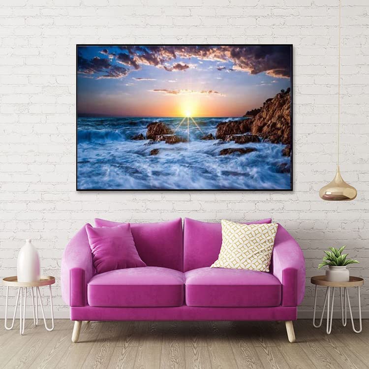 5D Lake Diamond Painting , Diamond Painting Moon Kits for Adults,DIY Full Drill Crystal Rhinestone Arts and Crafts, Gem Art Paints with Diamond Home Wall Decor 27.5 X 15.7inch