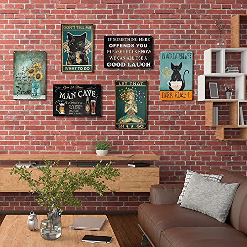 Black Cat Brew Dark Roast Wall Decor 12"x8" Inch Metal Tin Sign  Vintage Art Poster Plaque Home Wall Decor Gifts For Cat Coffee Lover Friend