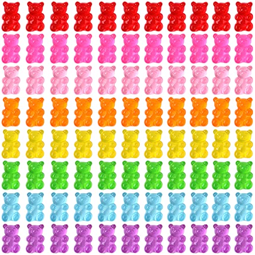 120 Pcs Nail Charms Kawaii Nail Charms for Nail Art Decoration Gummy Bear Charms Resin Charms for Nail Decoration (8 Colors)