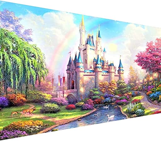 5D Lake Diamond Painting , Diamond Painting Moon Kits for Adults,DIY Full Drill Crystal Rhinestone Arts and Crafts, Gem Art Paints with Diamond Home Wall Decor 27.5 X 15.7inch