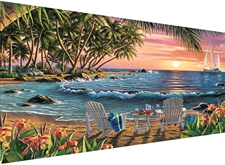 5D Lake Diamond Painting , Diamond Painting Moon Kits for Adults,DIY Full Drill Crystal Rhinestone Arts and Crafts, Gem Art Paints with Diamond Home Wall Decor 27.5 X 15.7inch