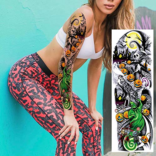 Jack Skellington Nightmare Before Christmas Large Full Arm Tattoos Sleeve, 6 Sheet