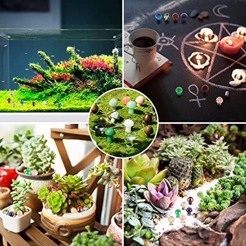 20 Pcs Crystal Mushrooms Sculpture, Bulk Stones Carved Mushroom Stuff for Decor, Meditation, Healing, Witchcraft, Quartz Crafts Decoration for Garden, Lawn, Flower Pot, Fish Tank
