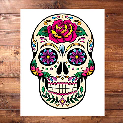 Sugar Skull Decor Art Prints | Set of 4 Photos 8x10 Unframed | Mexican Day of The Dead Gift