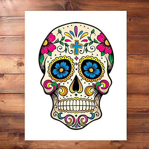 Sugar Skull Decor Art Prints | Set of 4 Photos 8x10 Unframed | Mexican Day of The Dead Gift