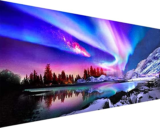 5D Lake Diamond Painting , Diamond Painting Moon Kits for Adults,DIY Full Drill Crystal Rhinestone Arts and Crafts, Gem Art Paints with Diamond Home Wall Decor 27.5 X 15.7inch