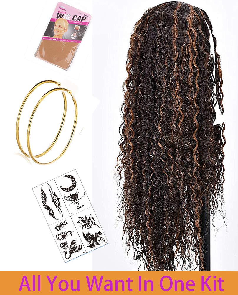 Long Curly Brown Kinky Natural Look Wig