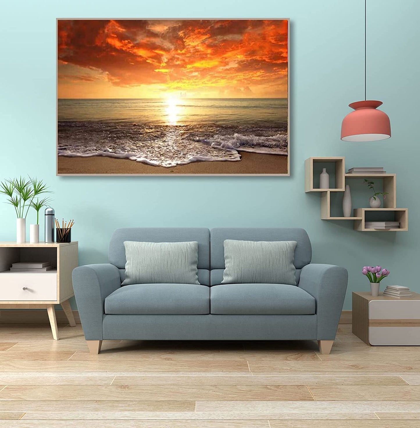 5D Lake Diamond Painting , Diamond Painting Moon Kits for Adults,DIY Full Drill Crystal Rhinestone Arts and Crafts, Gem Art Paints with Diamond Home Wall Decor 27.5 X 15.7inch