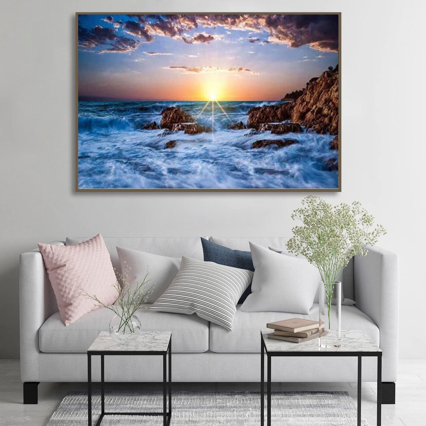 5D Lake Diamond Painting , Diamond Painting Moon Kits for Adults,DIY Full Drill Crystal Rhinestone Arts and Crafts, Gem Art Paints with Diamond Home Wall Decor 27.5 X 15.7inch