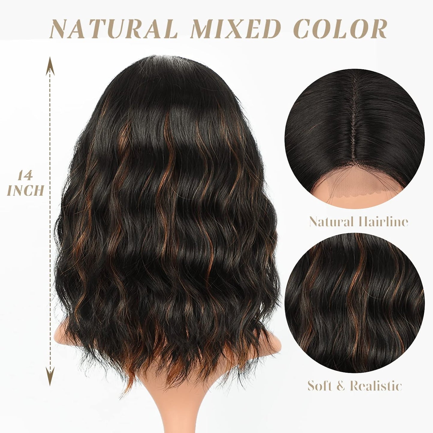 Middle Part Synthetic Shoulder Length 14 Inch Colorful Heat Resistant Fiber Wig
