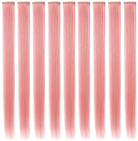 Princess Party Highlights Clip in 9 Piece Smoke Pink Hair Extensions