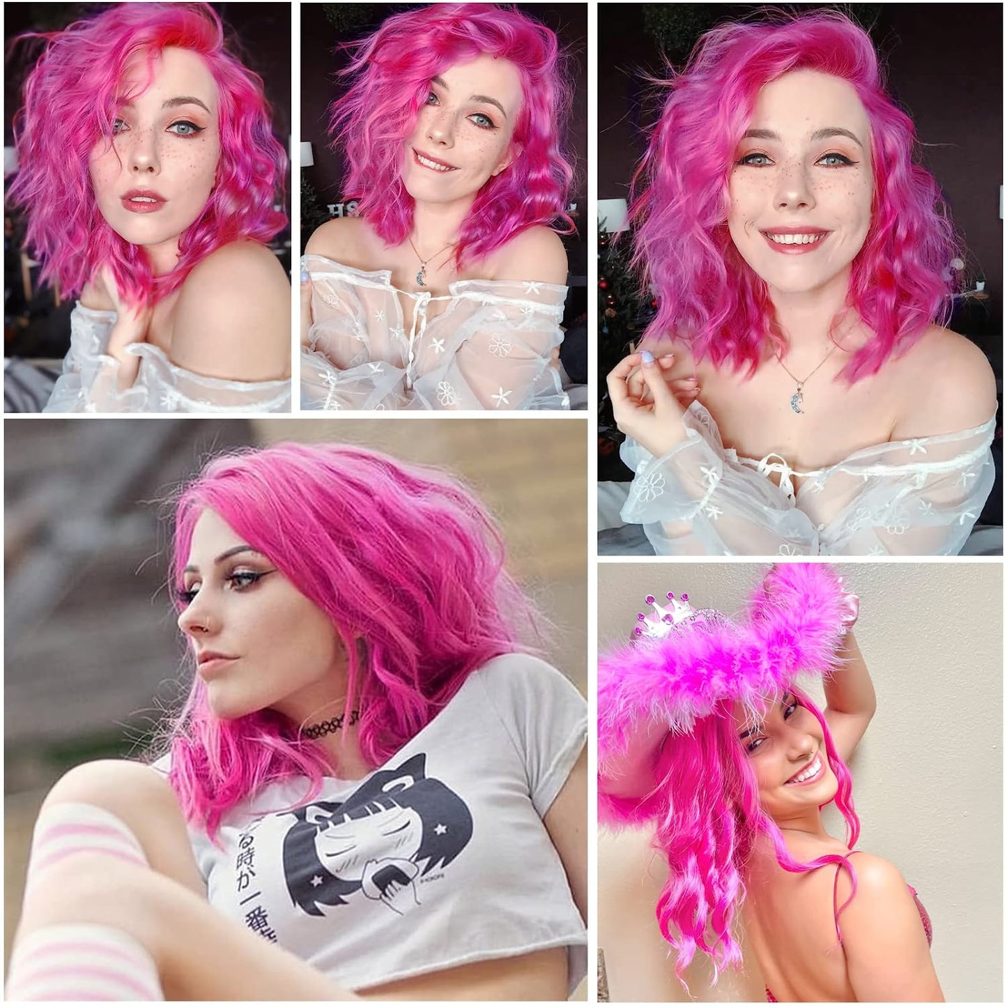 Middle Part Synthetic Shoulder Length 14 Inch Colorful Heat Resistant Fiber Wig