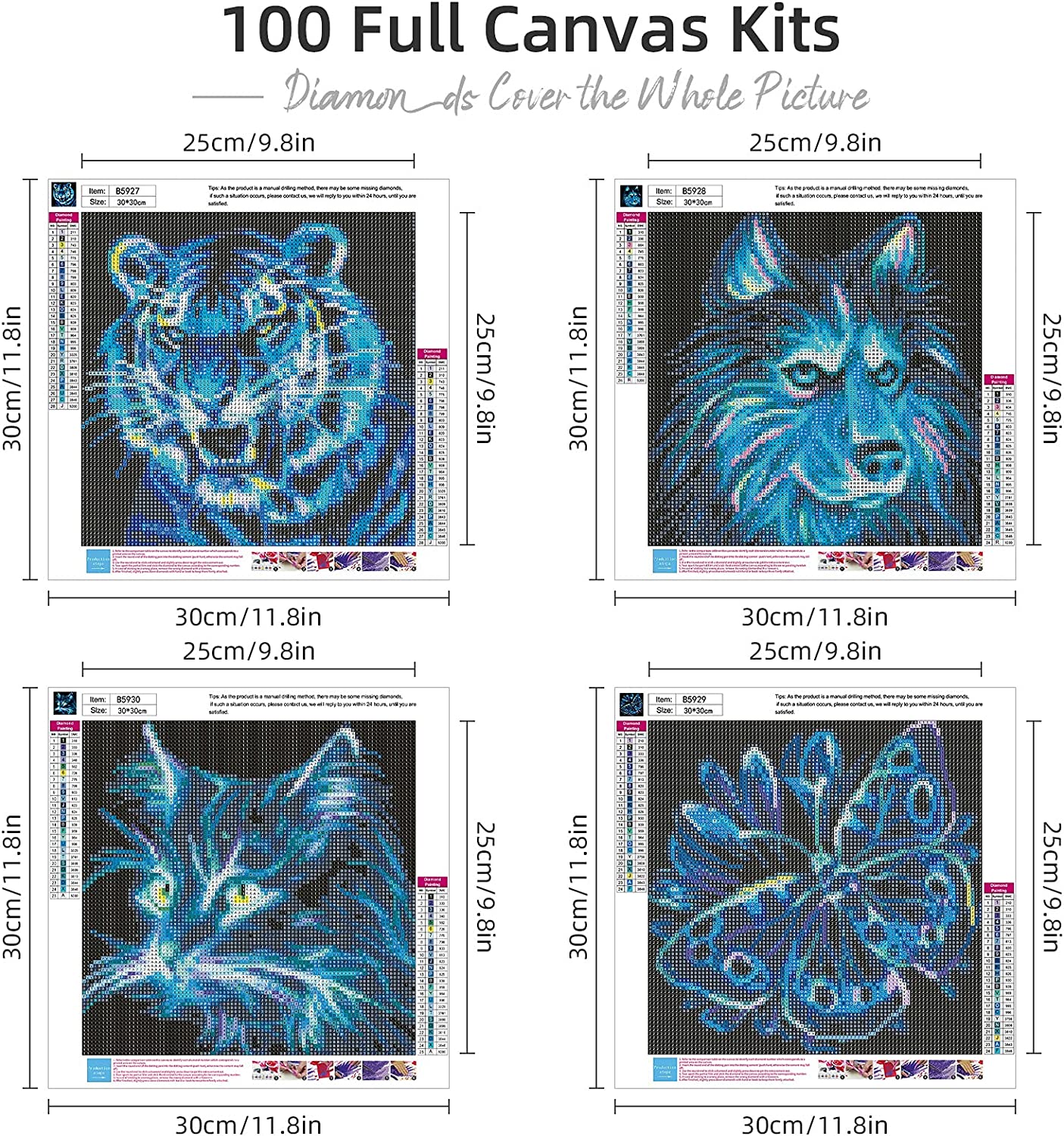 4 Pack Diamond Art Painting 5D Diamond Art Kits for Adults Full Drill Diamond DIY Painting by Numbers for Beginner for Home Decoration and Room Wall Decor(12 x 12 inch