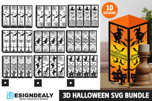 Halloween 3D Lantern SVG Bundle Graphic