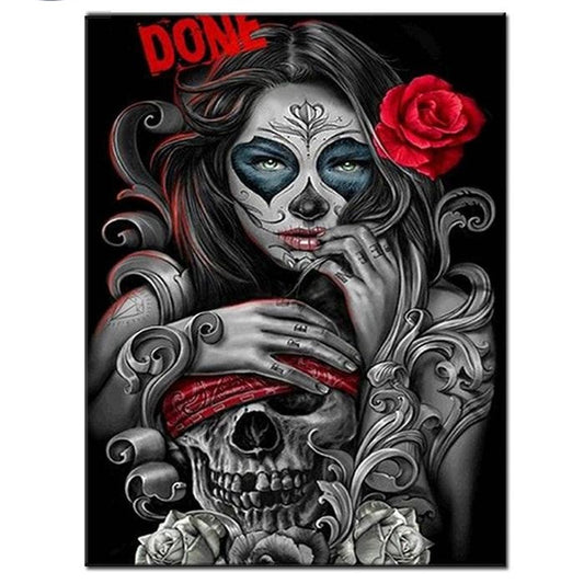 Sugar skull rose girl 5d diamond painting Full drill round/square Diamond Embroidery Rhinestone Mosaic horror art