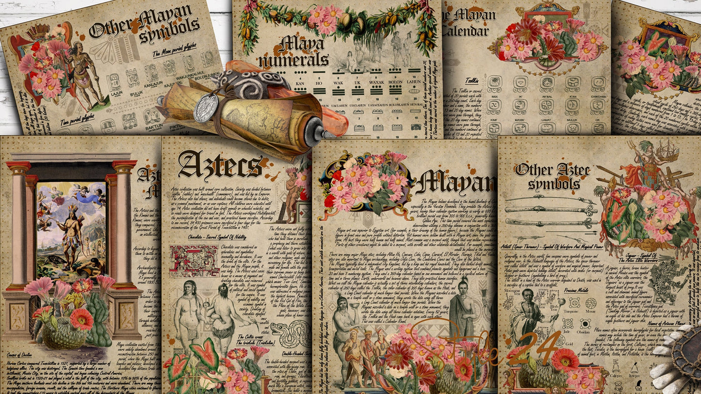 Book of Shadows No 6 Printable pages of Signs Symbols Aztec and Mayan Spiritual Symbolism Printable BOS Wiccan Witchcraft Ancient