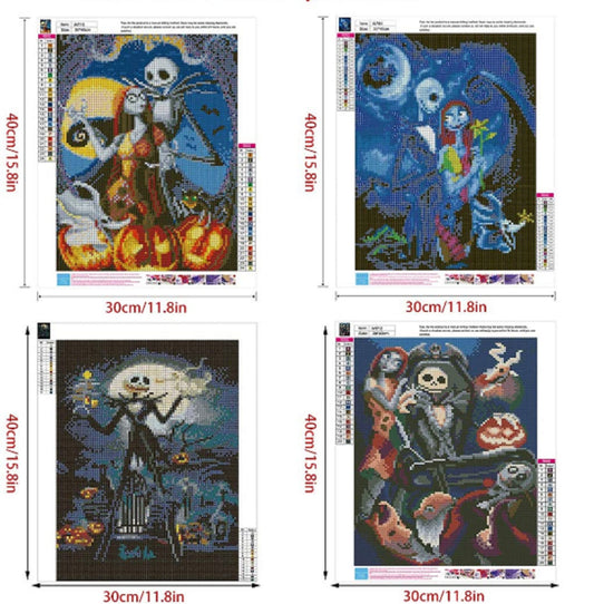 Round Full Drill DIY 5D Diamond Paintings Nightmare Before Christmas - Jack and Sally - Halloween Decor - Halloween Gifts - Jack Skellington