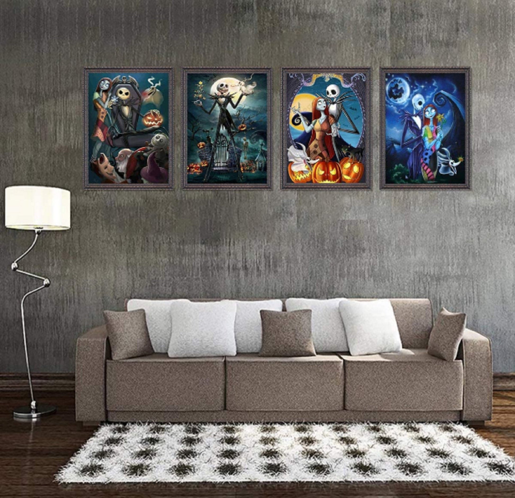 Round Full Drill DIY 5D Diamond Paintings Nightmare Before Christmas - Jack and Sally - Halloween Decor - Halloween Gifts - Jack Skellington