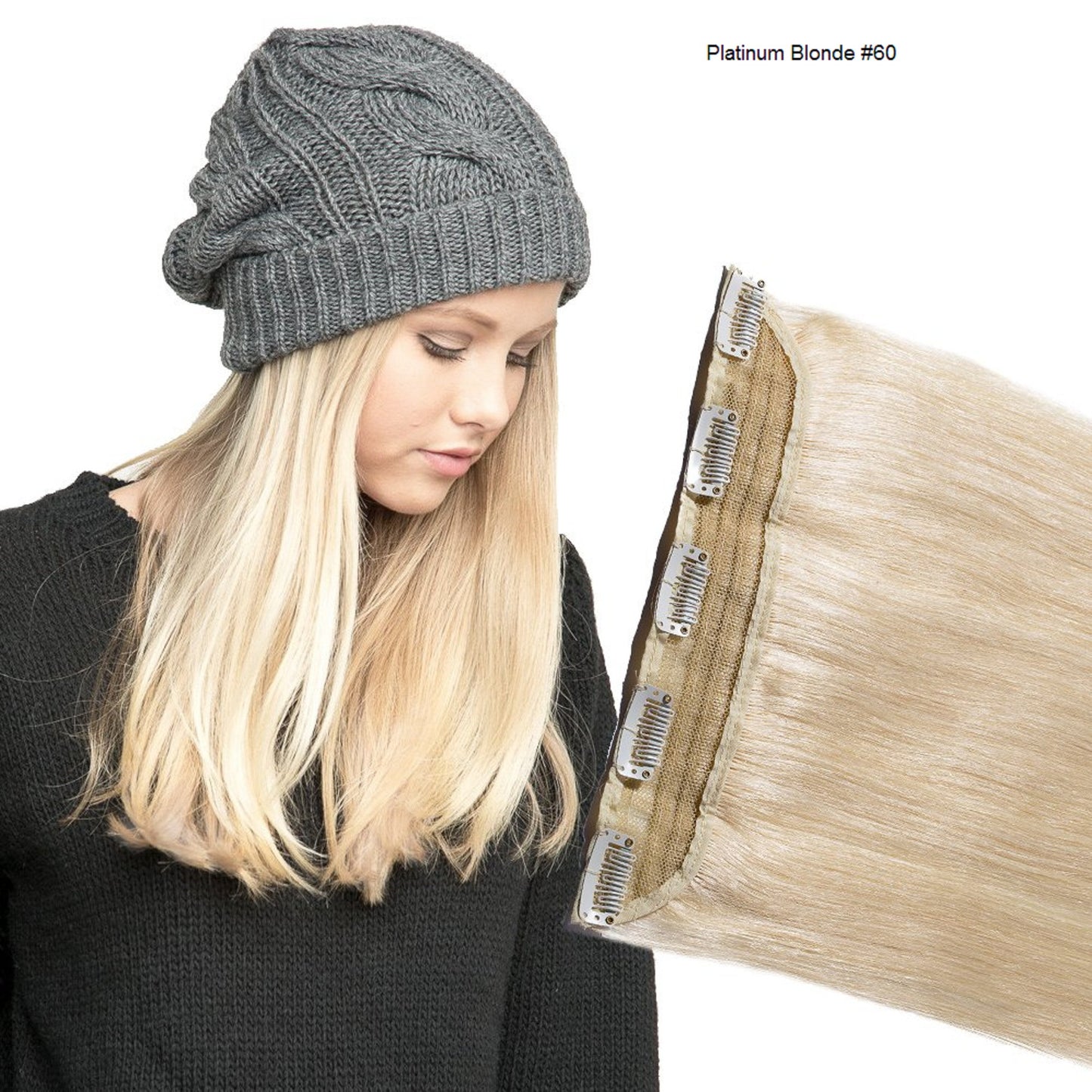 Human Hair Clip in Extensions One Piece 5 Clips Choose Color to Match Your Hair or Create a New Look while adding Volume to your Style 16"