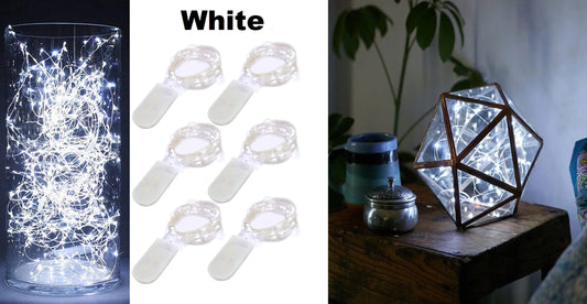 10 ft (30 LED) String Lights | Silvery Copper Wire | CR2032 Batteries Required and Included | DIY Lighting | 6 Color Choices