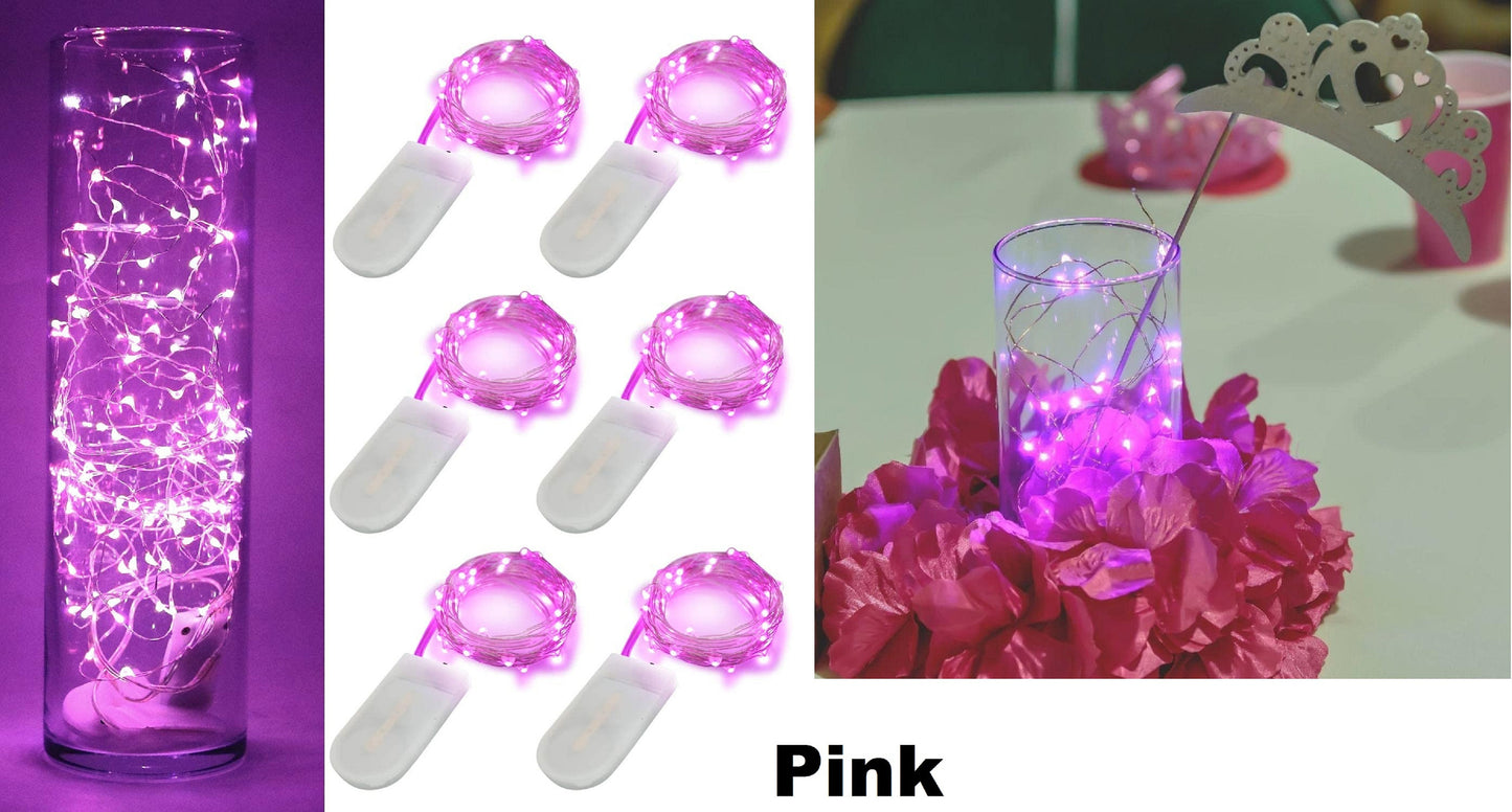 10 ft (30 LED) String Lights | Silvery Copper Wire | CR2032 Batteries Required and Included | DIY Lighting | 6 Color Choices