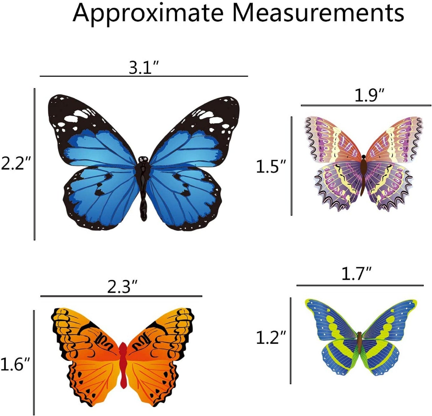 Butterfly Removable 3D Wall Decal 102 Butterfly stickers 3D Butterflies Wall Decals Child's Room Birthday DIY Project Flower Decorations