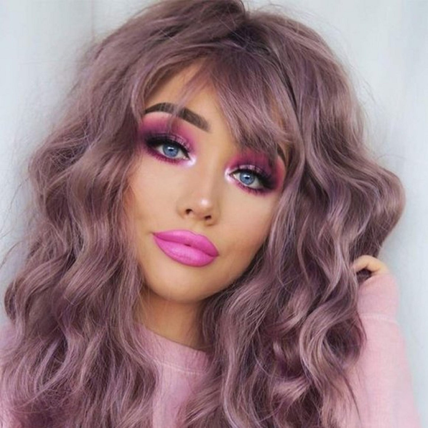 Purple Lavender Wavy 26"| Trendy Taro Purple Wig | Synthetic Top Quality Heat Resistant Fiber | Human Hair Feel  | Easy to Make Cat Ear Buns