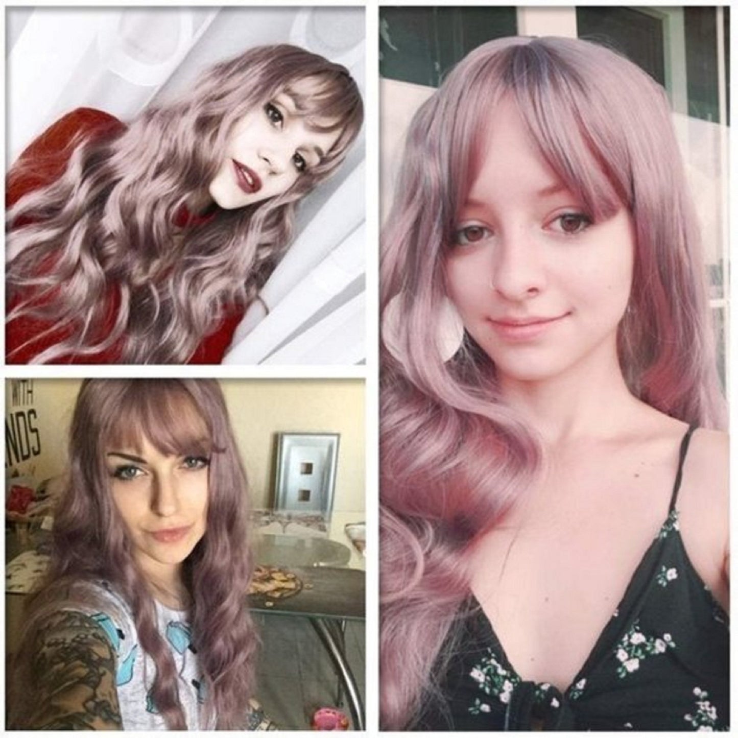 Purple Lavender Wavy 26"| Trendy Taro Purple Wig | Synthetic Top Quality Heat Resistant Fiber | Human Hair Feel  | Easy to Make Cat Ear Buns