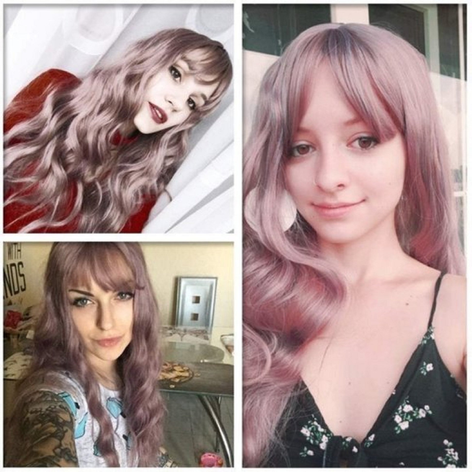 Purple Lavender Wavy 26"| Trendy Taro Purple Wig | Synthetic Top Quality Heat Resistant Fiber | Human Hair Feel  | Easy to Make Cat Ear Buns