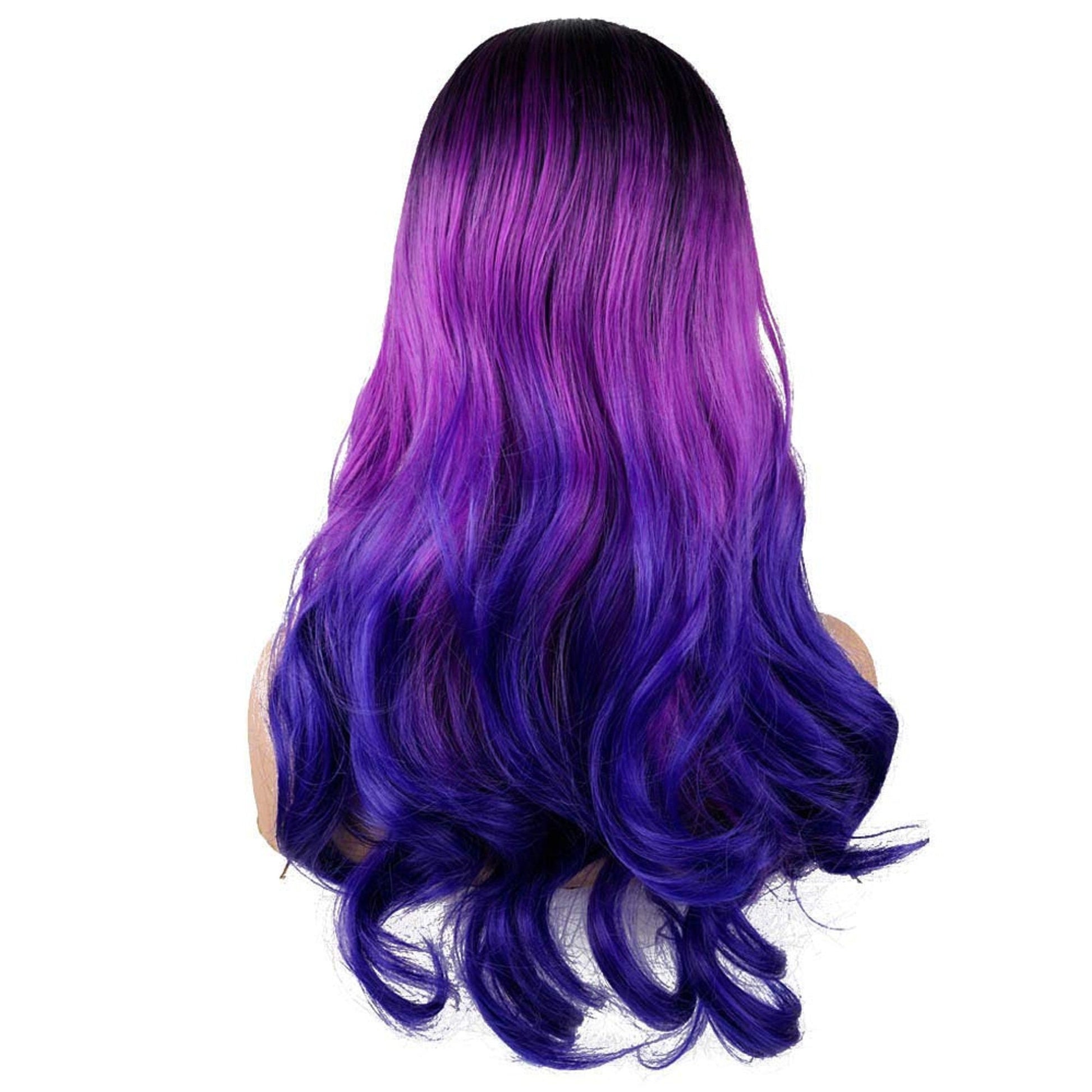 Purple Tri-Tone Ombre | Big Wave | 24" Synthetic | Human Hair Feel | Drag Queen | Trendy Custom Styled | Stage Performer Wig