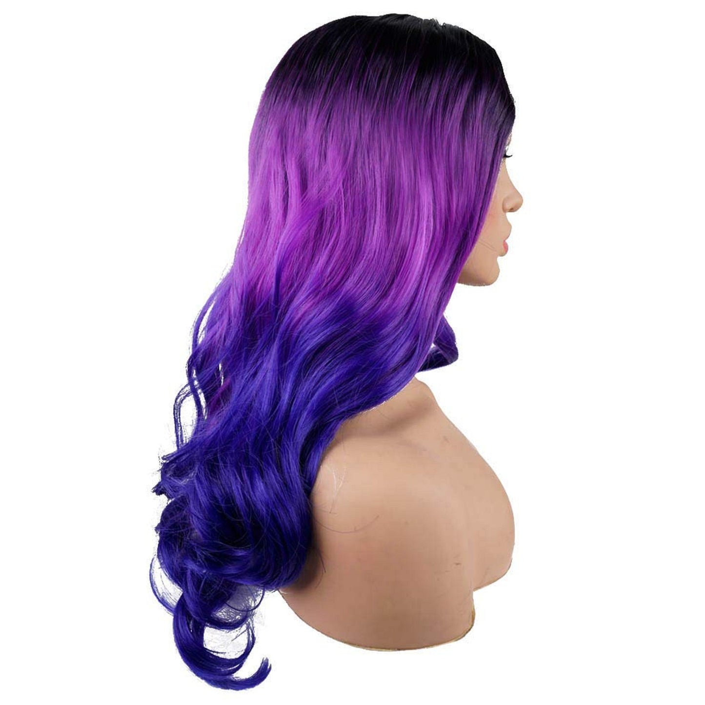 Purple Tri-Tone Ombre | Big Wave | 24" Synthetic | Human Hair Feel | Drag Queen | Trendy Custom Styled | Stage Performer Wig