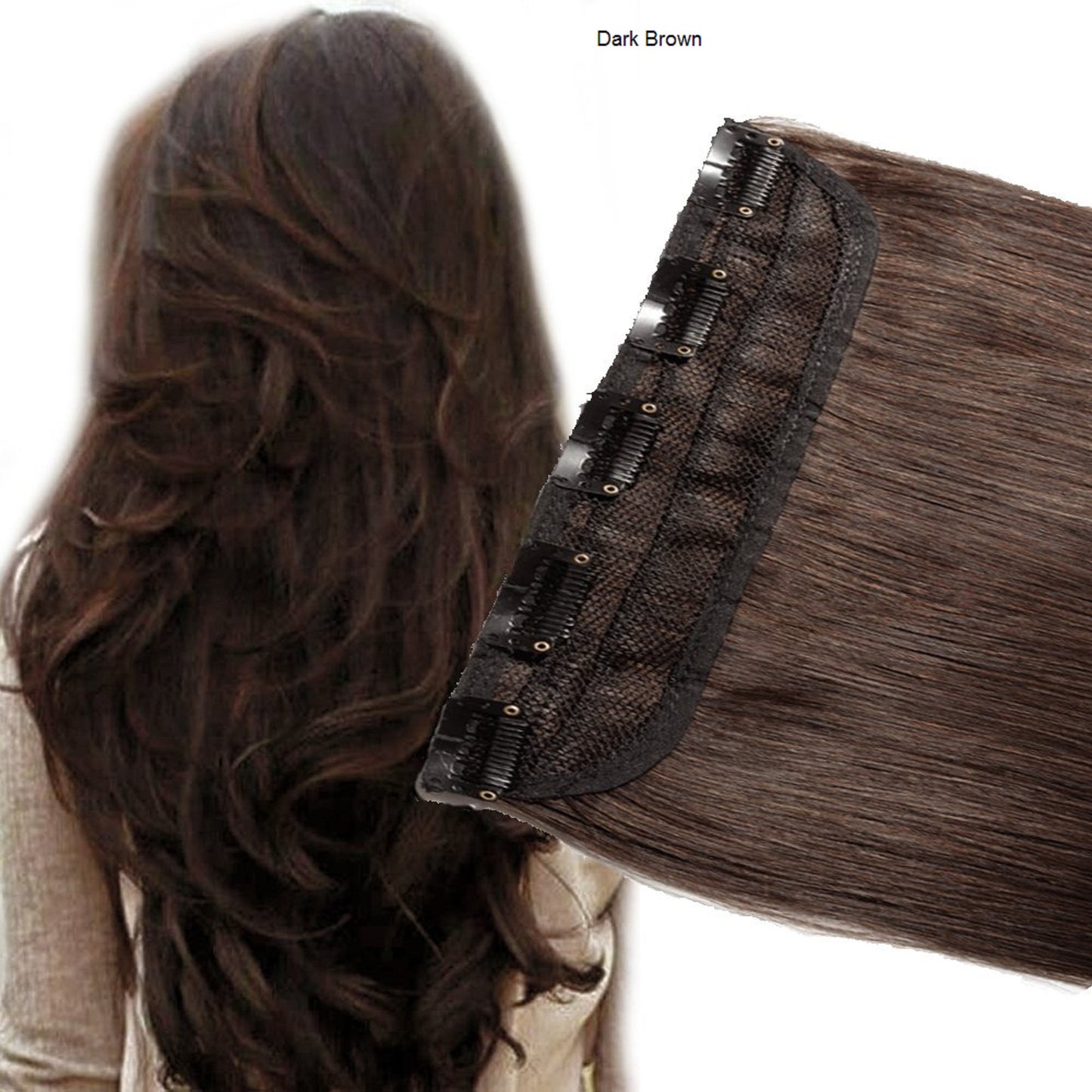 Human Hair Clip in Extensions One Piece 5 Clips Choose Color to Match Your Hair or Create a New Look while adding Volume to your Style 16"