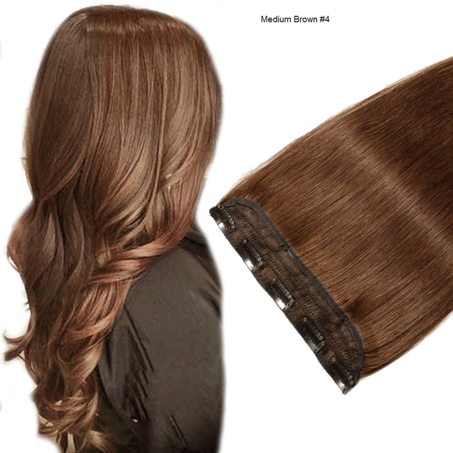 Human Hair Clip in Extensions One Piece 5 Clips Choose Color to Match Your Hair or Create a New Look while adding Volume to your Style 16"