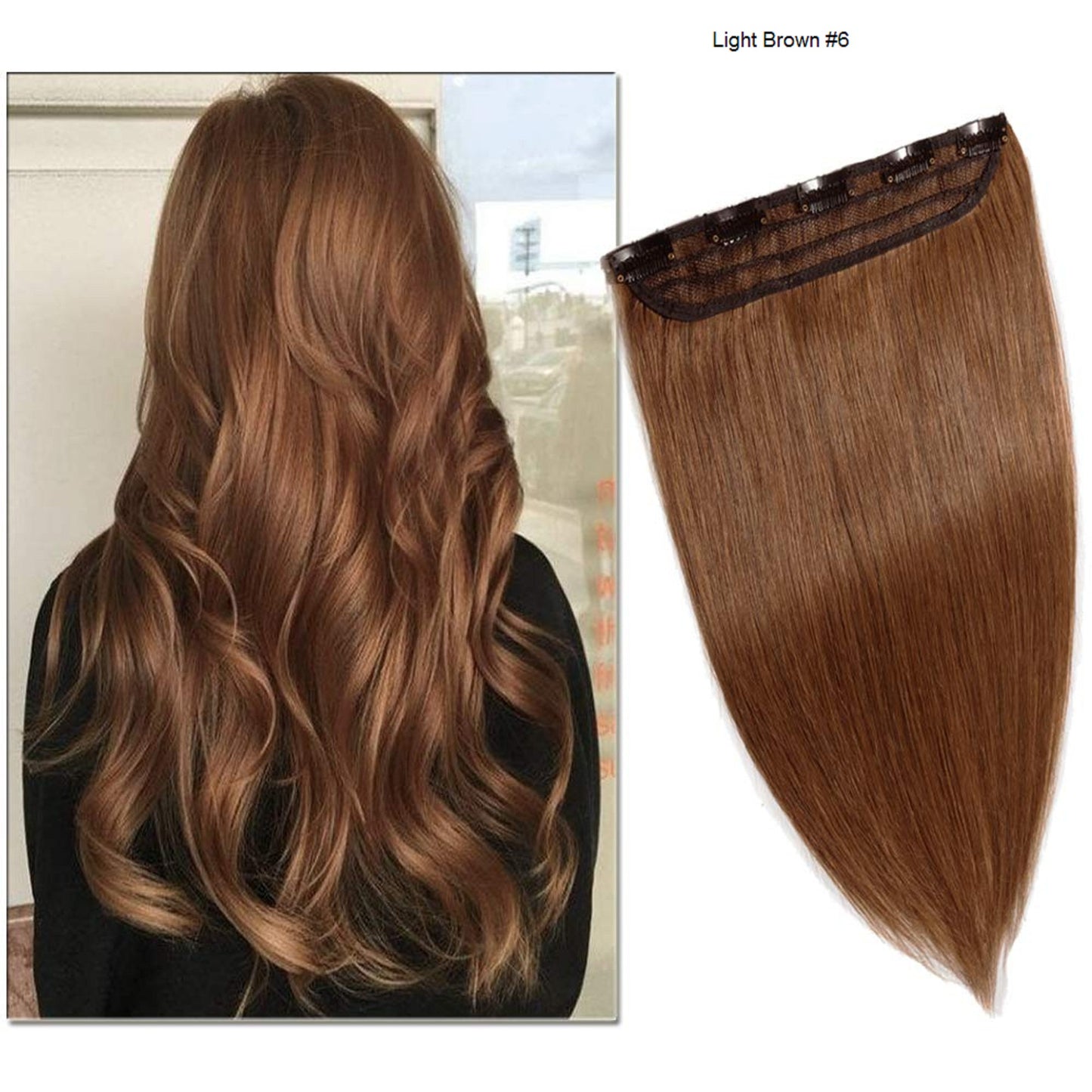 Human Hair Clip in Extensions One Piece 5 Clips Choose Color to Match Your Hair or Create a New Look while adding Volume to your Style 16"