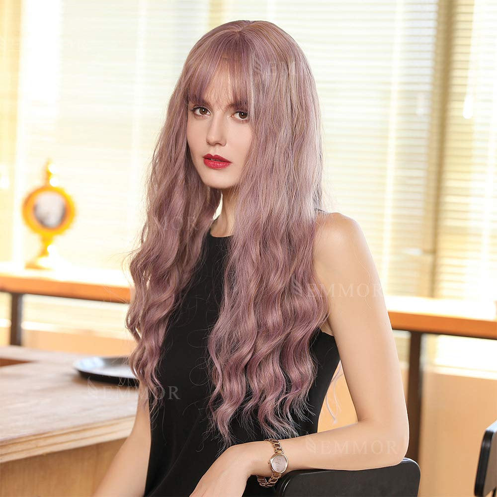 Dusty Pink Purple Wavy 26" | Trendy Wigs | Synthetic Top Quality Heat Resistant Fiber | Human Hair Feel | Instant Hair Style Transformation