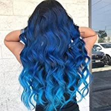 Blue Ocean Wave Long Big Wave Synthetic Heat Resistant Wig 24" | Wig Cap Included | Free Shipping