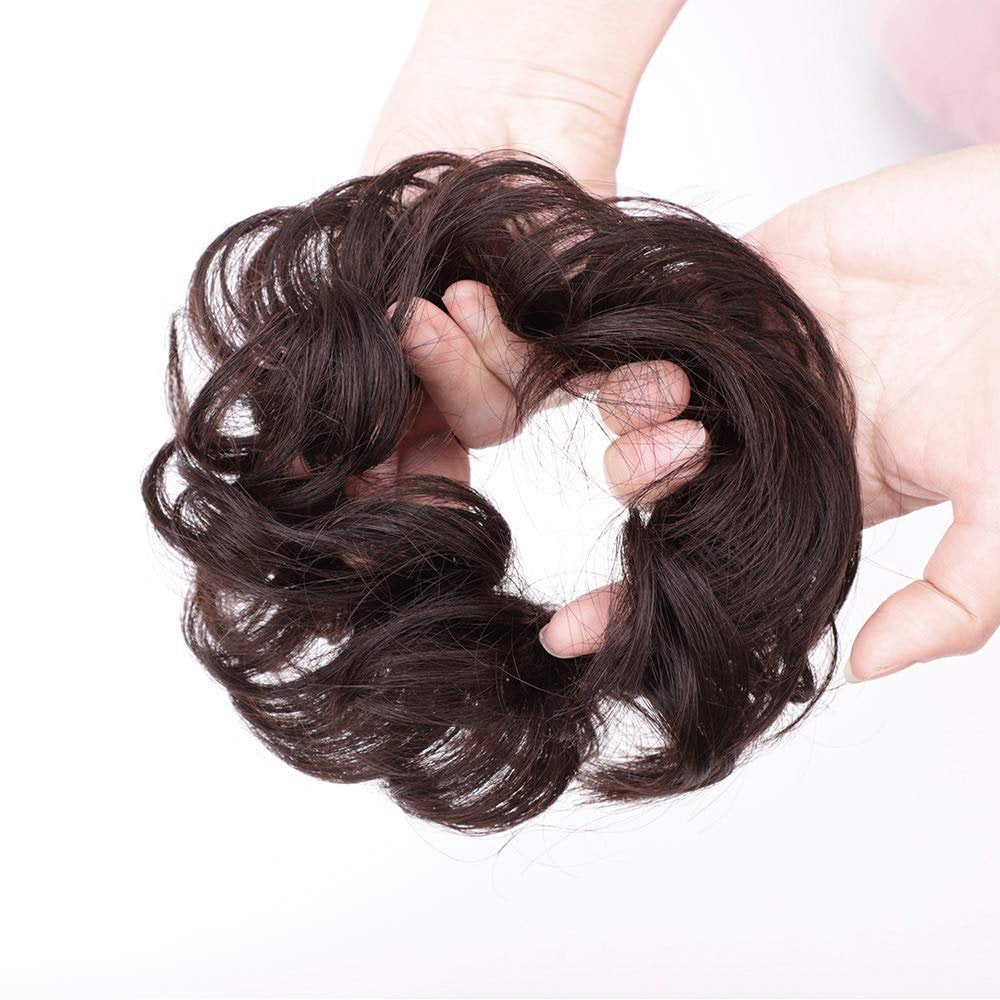Donut Curly Wavy Messy Bun Chignon Extensions Scrunchy Updo Hairpiece Synthetic Chigo Ponytail Choice of 9 Colors to Match Your Hair Color