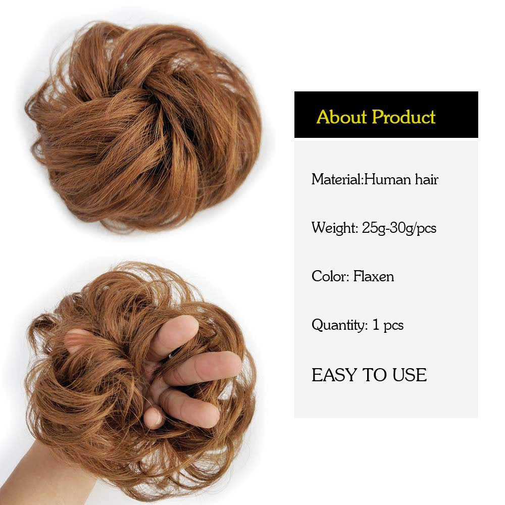 100% Brazilian Human Hair Curly Messy Bun Chignon Extensions Scrunchy Updo Hairpiece